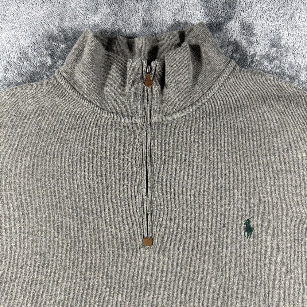 Polo Ralph Lauren 1/4 Zip Sweater Mens XLT Brown Mock Neck Pullover Big Tall‎